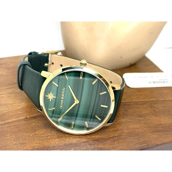 Olivia Burton Women\'s Watch 24000067 Quartz Gold Green Dial Leather Strap 40mm main image 13